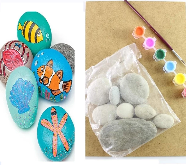 Periboia Taş Boyama El Beceri Seti Taş - Boya - Fırça Seti-El Sanatı - 3