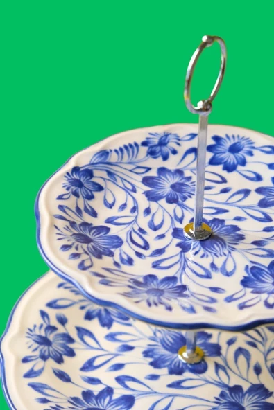Jamuor Mess Fulya Porselen Katlı Kurabiyelik Aparatlı ( 21cm 26cm ) - 2