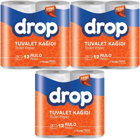 Drop Tuvalet Kağıdı Çift Katlı 36 Lı Paket (3PK*12)