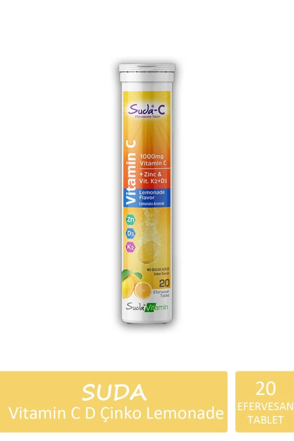 Suda Vitamin C D Çinko Lemonade 20 Efervesan Tablet