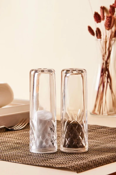 Periboia 2Li Akrilik Tuzluk Biberlik  Seti - Şeffaf Tuzluk (Cam Değildir) - 2