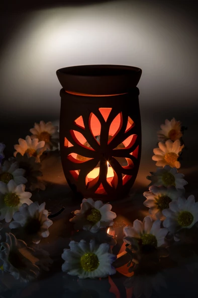 Periboia Lotus Çiçeği  El Yapımı Çömlek Buhurdanlık Tütsülük - 4