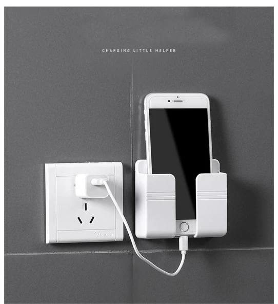 Periboia 2 Li Plastik Cep Telefonu Duvar Şarj Standı - Kumanda Organizer - 3