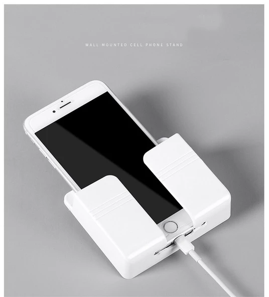 Periboia 2 Li Plastik Cep Telefonu Duvar Şarj Standı - Kumanda Organizer - 4