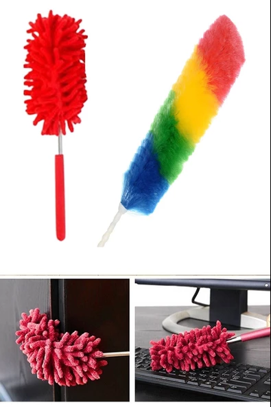 Periboia 2 li Set Mikrofiber Teleskobik Toz Alma -Antistatik Toz Püskülü Duster