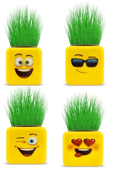 Periboia Çimoji 4 Figürlü Emoji Küp Çim Adam