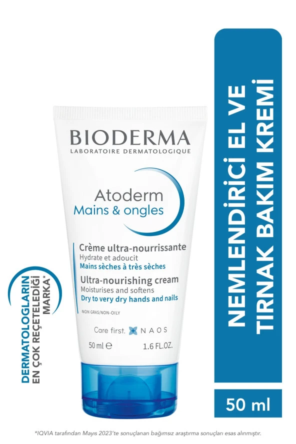 Bioderma Atoderm Hand & Nail Cream El Kremi Kuru Ciltler Için Onarıcı Nemlendirici Bakım Shea Yağı 50 ml