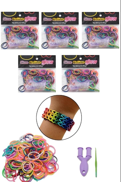 Periboia 4 Lü Yedek Poşet Bileklik Takı Yapma Seti ve Örgü yapma seti Loom