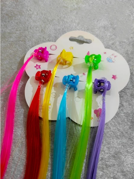 Periboia 6 Lı Mandal Tokalı Rainbow Renkli Saç Tüyü Takma Postiş Saç Mandal - 2