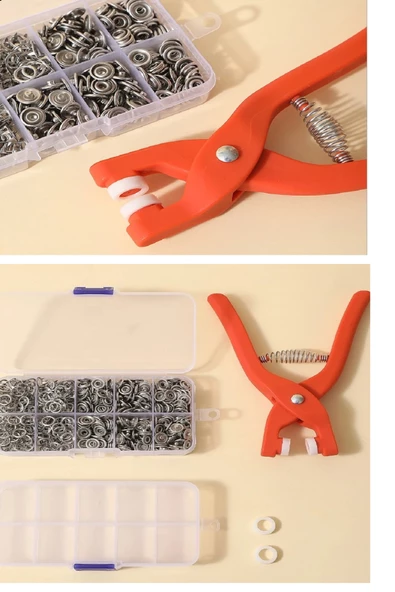 Periboia Yuvarlak Halkalı Kuş Gözü Pensesi 9.5 Mm - Saklama Kutulu Bebek Elbise Çıtçıt Montaj Seti - 2