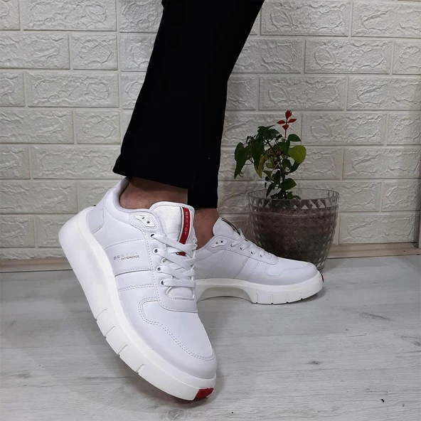 Bestof 544 Beyaz Fuspetli Kalın Tabanlı Spor Ayakkabı - 5