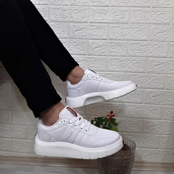 Bestof 544 Beyaz Fuspetli Kalın Tabanlı Spor Ayakkabı - 4