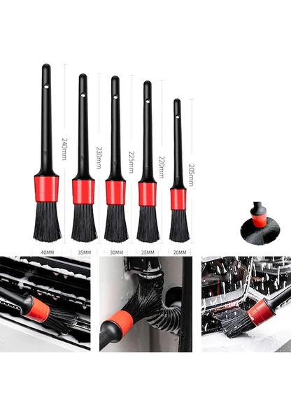 Periboia 5 Parça Araç Detaylı Temizlik Fırçası İç Dış motor Temizlik Fırça Seti - 5