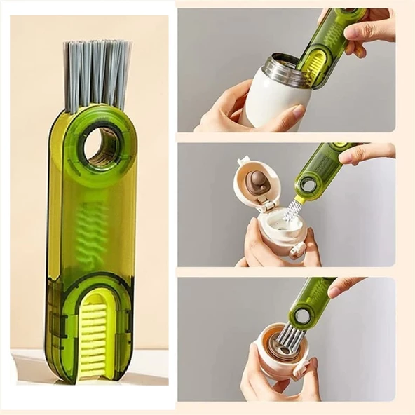 Periboia 3 Fonksiyonlu Çok Amaçlı  Temizlik Fırçası Mutfak-Banyo-Araç- Klavye -Pencere Oluk Temizlik Fırçası - 2