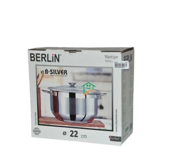 Bonera Berlin Silver 22x12 cm Derin Çelik Tencere