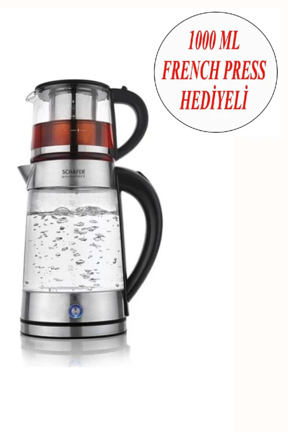 Schafer Cam Çay Makinesi Ve 1000 ML French Press