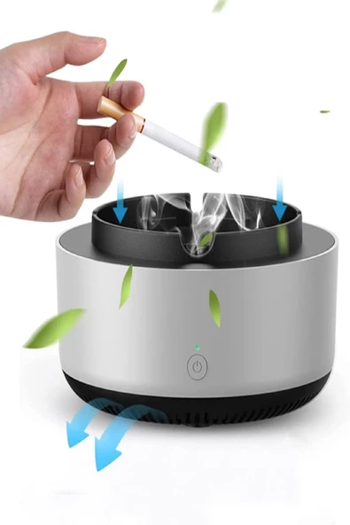 Periboia Dumanı İçine Çeken Kül Tablası Koku Duman Önleyici Fanlı Kokusuz Pilli Ev Araba Küllüğü - 2