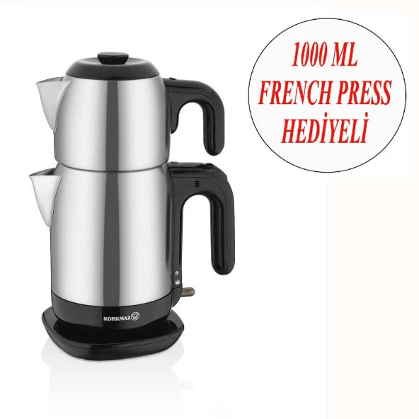 Korkmaz Çay Makinesi Ve Cam French Press 1000 ML