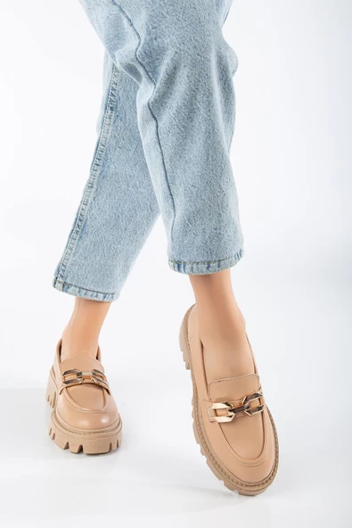 FONTO Nude Cilt Oxford Kadın Ayakkabı - 3