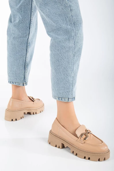 FONTO Nude Cilt Oxford Kadın Ayakkabı - 2