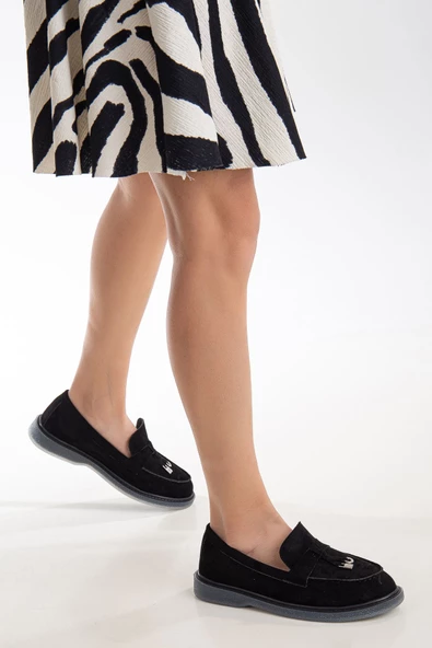 Luigi Siyah Süet Kadın Ortopedik Babet - 2