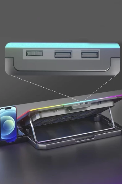 Torima CF-04 Ayarlanabilir Dizüstü Bilgisayar Rgb Soğutma Fanı Siyah - 6