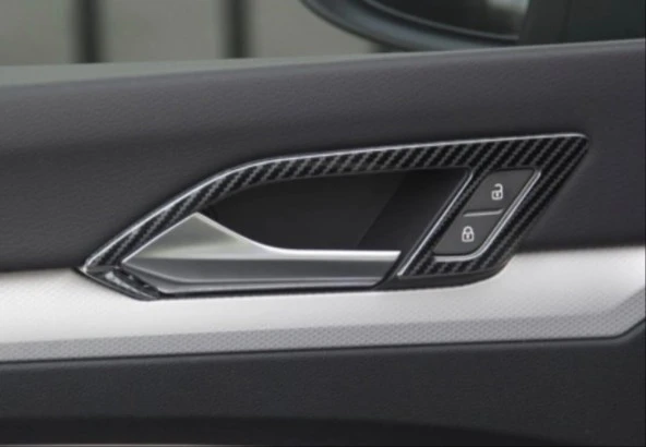 GOLF 8 IÇIN UYUMLU IC KAPI ACMA KOLU KAPLAMA - KARBON - Resim 4