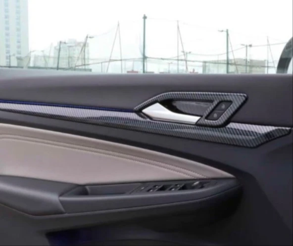GOLF 8 IÇIN UYUMLU IC KAPI ACMA KOLU KAPLAMA - KARBON - Resim 5