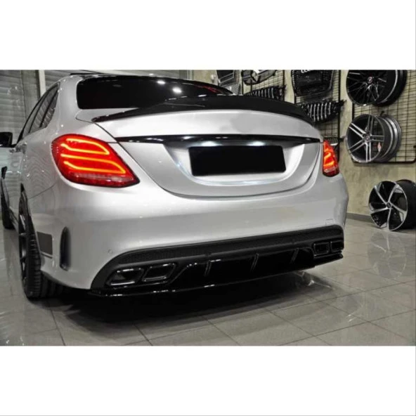 W205 C SERISI IÇIN C63 SIYAH DIFÜZÖR & EGZOZ SETI (AMG SEDAN)  - SIYAH EGZOZ ILE - 5