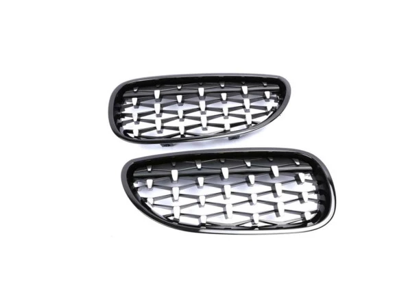 5 SERISI E60 2004-2009 IÇIN UYUMLU DIAMOND PANJUR (BÖBREK) PIANO BLACK  ÇERÇEVE - Resim 2