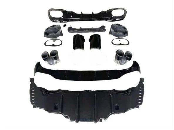 W118 CLA 2019-2022 IÇIN UYUMLU  CLA45 DIFÜZÖR & EGZOZ SETI (SIYAH EGZOZ ILE) ürün görseli