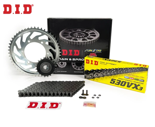 ZİNCİR DİŞLİ SETİ YAMAHA YZF R1 (1000 cc)  (2006-2008) / YAMAHA / YZF R1 / 1000cc / ZİNCİR: DID-530VX3 (Çelik)-118 / ÖN DİŞLİ: JT (17T)  / ARKA DİŞLİ: SUNSTAR (45T) / 2006-2007-2008