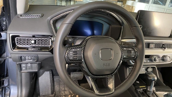 CIVIC FE1 2022 IÇIN UYUMLU  DIREKSIYON KAPLAMA SETI 2 PARÇA - KARBON - Resim 2