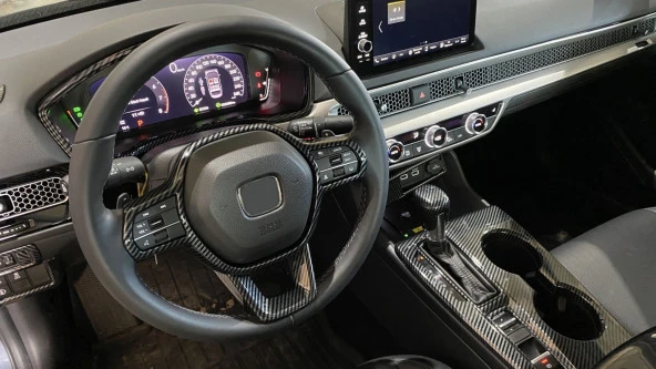 CIVIC FE1 2022 IÇIN UYUMLU  DIREKSIYON KAPLAMA SETI 2 PARÇA - KARBON - Resim 3