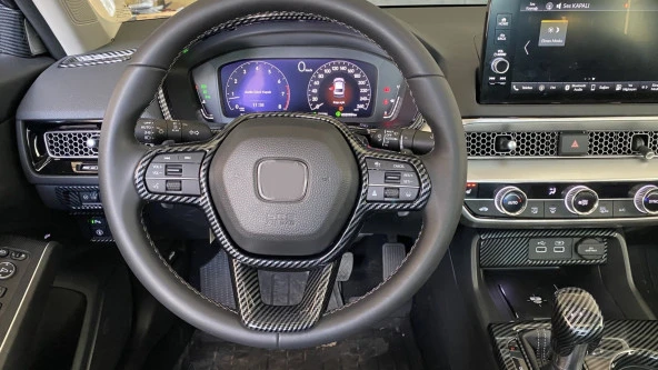 CIVIC FE1 2022 IÇIN UYUMLU  DIREKSIYON KAPLAMA SETI 2 PARÇA - KARBON - Resim 5