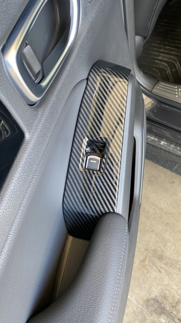 CIVIC FE1 2022 IÇIN UYUMLU  CAM DUGME KAPLAMA - KARBON - Resim 3