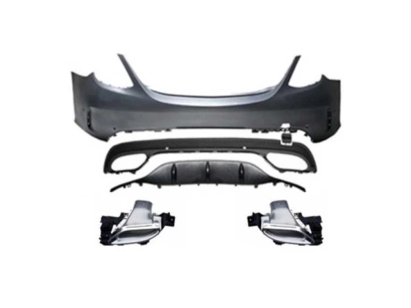 W205 C SERISI IÇIN UYUMLU 2014-2022 MAKYAJLI   AMG GÖRÜNÜM ARKA TAMPON & EGZOZ ürün görseli 1