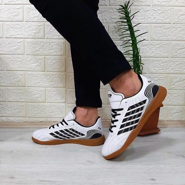 M.P 1351 Beyaz - Siyah Kaymaz Taban Futsal Futbol Ayakkabı - 6