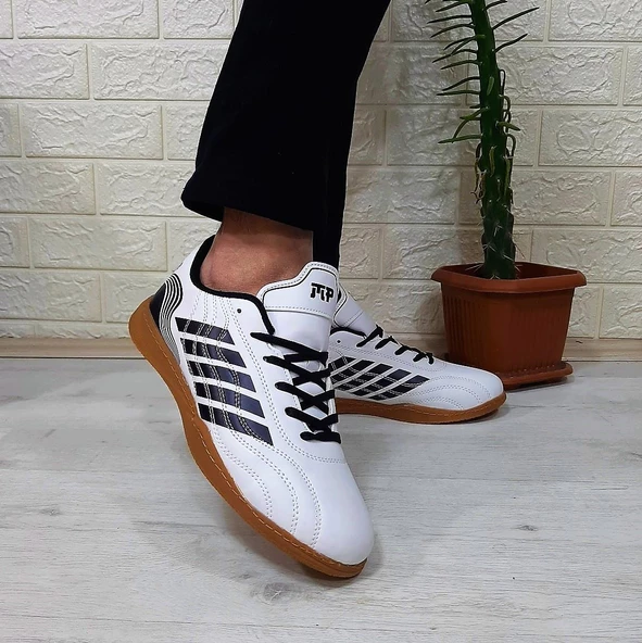 M.P 1351 Beyaz - Siyah Kaymaz Taban Futsal Futbol Ayakkabı - 5