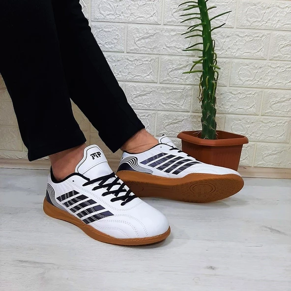 M.P 1351 Beyaz - Siyah Kaymaz Taban Futsal Futbol Ayakkabı - 3