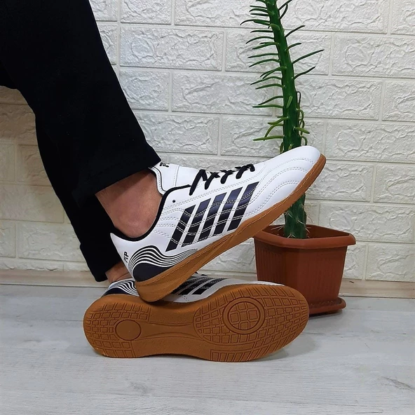 M.P 1351 Beyaz - Siyah Kaymaz Taban Futsal Futbol Ayakkabı - 2