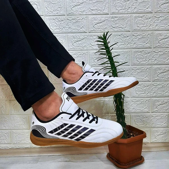 M.P 1351 Beyaz - Siyah Kaymaz Taban Futsal Futbol Ayakkabı - 4