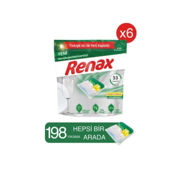 Renax Hepsi Bir Arada Bulaşık Makinesi Tableti 6 x 33 Tablet - 1