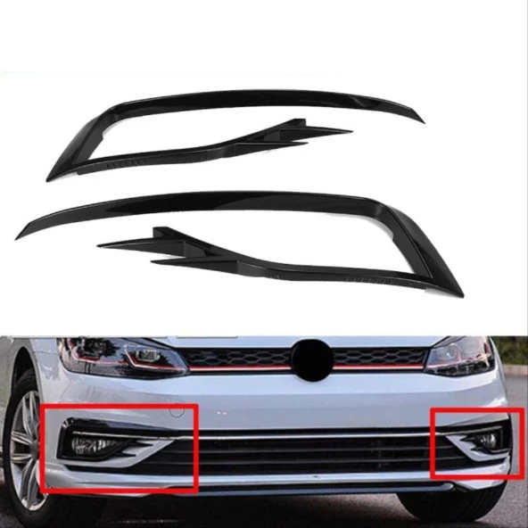 GOLF 7,5 2017-2020 IÇIN UYUMLU GTI ÖN SIS KAPLAMA - PIANO BLACK - 2