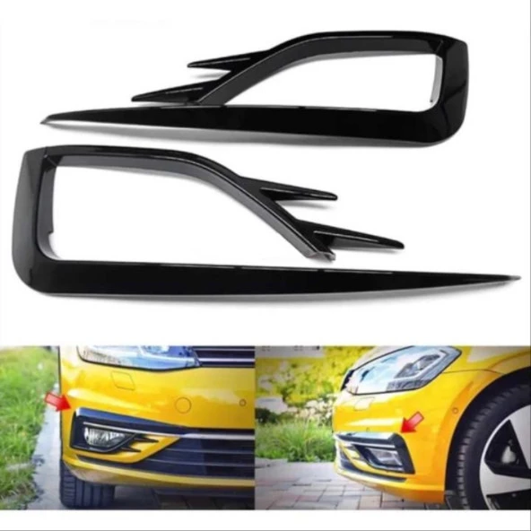 GOLF 7,5 2017-2020 IÇIN UYUMLU GTI ÖN SIS KAPLAMA - PIANO BLACK - 5