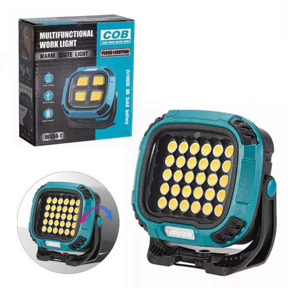 Powermaster MX-W893 4000K 7000K Kırmızı 30 Cob Ledli Çok Fonksiyonlu Çalışma Lambası