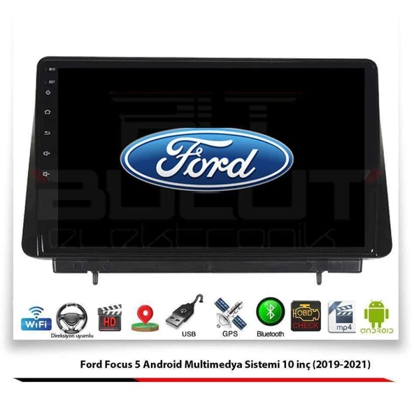 Ford Focus 5 Android Multimedya Sistemi 10 İnç (2019-2021) 2 GB Ram 32 GB Hafıza 4 Çekirdek İphone CarPlay Android Auto Navigold - 1