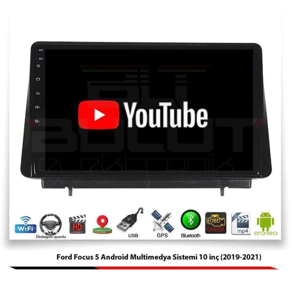 Ford Focus 5 Android Multimedya Sistemi 10 İnç (2019-2021) 2 GB Ram 32 GB Hafıza 4 Çekirdek İphone CarPlay Android Auto Navigold - 3