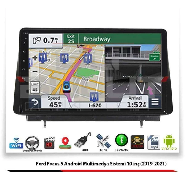 Ford Focus 5 Android Multimedya Sistemi 10 İnç (2019-2021) 2 GB Ram 32 GB Hafıza 4 Çekirdek İphone CarPlay Android Auto Navigold - 5