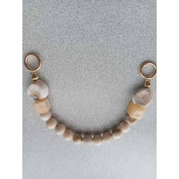 Yuvarlak Akrilik Boncuklı Pastel  Renkli  Çanta Sapı - 2